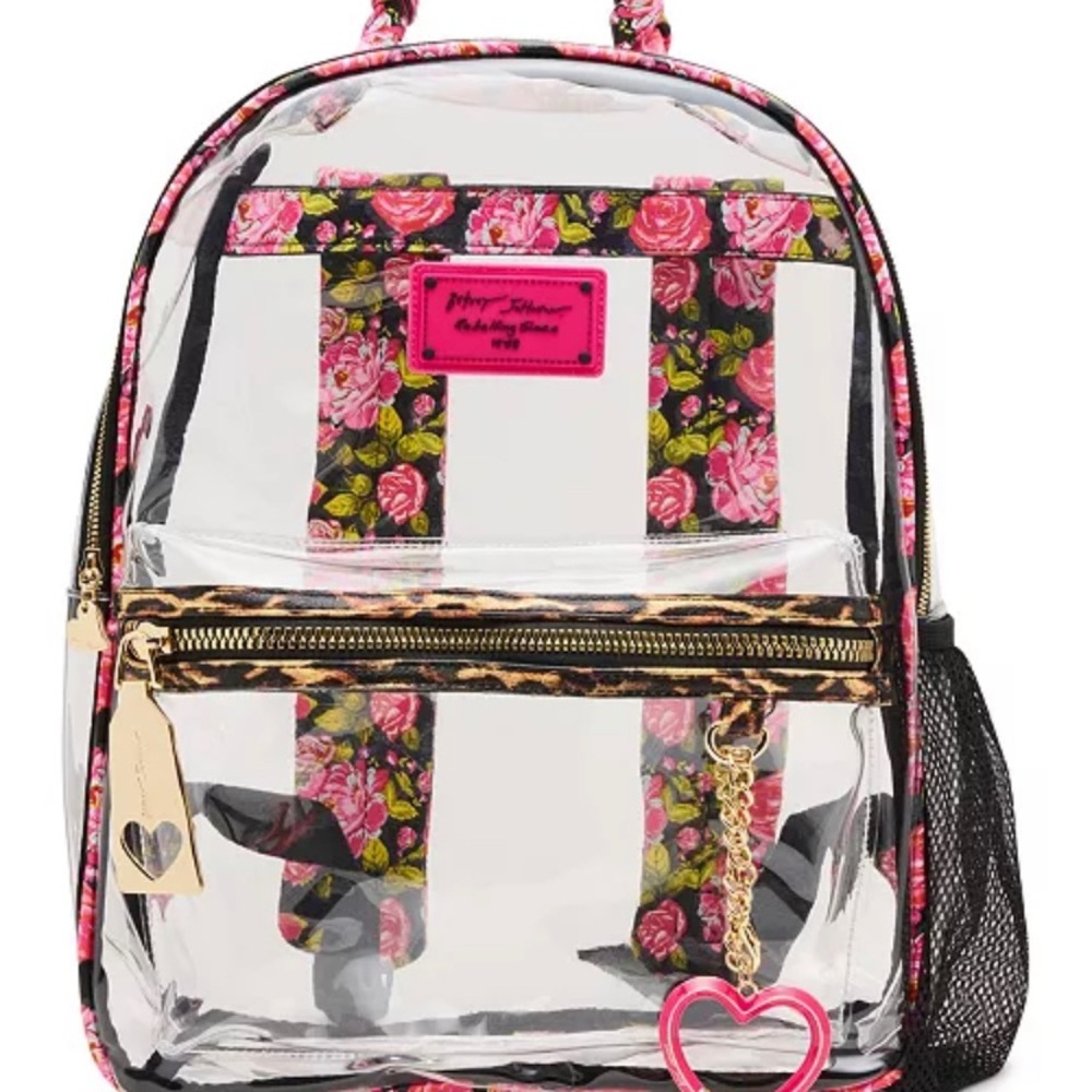 Betsey Johnson Floral/Leopard Print Women's Backpack and Pouch Set - Picture 4 of 6
